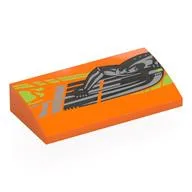 Brick Curved 2 x 4 x 2/3 No Studs with Droid Arm, Lime Shapes Print, Orange