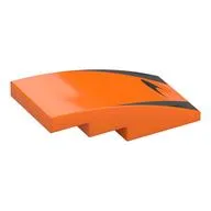 Brick Curved 4 x 2 No Studs with McLaren Logo, Silver/Black Stripes Print, Orange