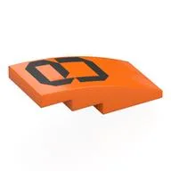 Brick Curved 4 x 2 No Studs with Digital Black '8' Print, Orange