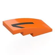 Brick Curved 4 x 2 No Studs with Black '1' Print, Orange