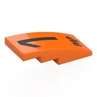 Brick Curved 4 x 2 No Studs with '1', 'PAP' Print, Orange