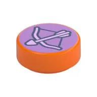 Tile Round 1 x 1 with Bow and Arrow Print (Archery Badge) Print, Orange
