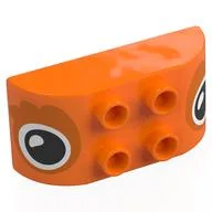 Duplo Brick 2 x 4 Curved Top with Eyes Print, Orange