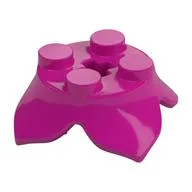 Plant, Leaves, Round 2 x 2 x 2/3 with + Axle Hole and 4 Leaf Extensions, Magenta