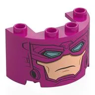 Cylinder Half 2 x 4 x 2 with 1 x 2 Cutout with Galactus Face Print, Magenta