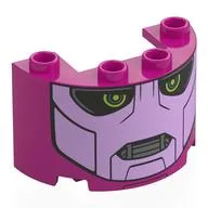 Cylinder Half 2 x 4 x 2 with 1 x 2 Cutout with Lavender Sentinel Face, Lime Eyes Print, Magenta