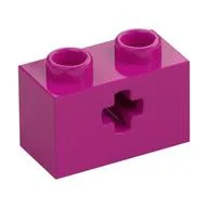 Technic Brick 1 x 2 with Axle Hole Type 1 [+ Opening] and Bottom Pin, Magenta
