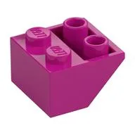 Brick Sloped Inverted 45° 2 x 2 [Ovoid Bottom Pin, Bar-sized Stud Holes], Magenta