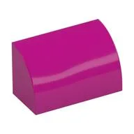 Brick Curved 1 x 2 x 1 No Studs, Magenta