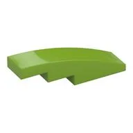 Brick Curved 4 x 1 No Studs [Stud Holder with Symmetric Ridges], Lime