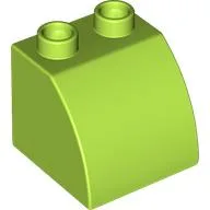 Duplo Brick 2 x 2 x 1 1/2 with Curved Top, Lime