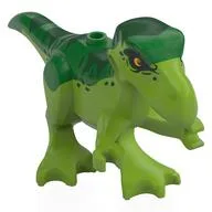 Animal, Dinosaur, T-rex Baby with Yellow Eyes, Dark Green Top Print, Lime