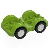 Duplo Car Base 2 x 6 - 4 White Wheels with Black Tires on 4 Fixed Axles, Lime
