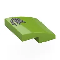 Brick Curved 2 x 2 x 2/3 with Silver Graffiti Print, Lime