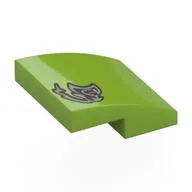 Brick Curved 2 x 2 x 2/3 with Silver Graffiti Print, Lime