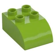 Duplo Brick 2 x 3 with Curved Top, Lime