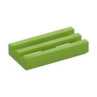 Tile Special 1 x 2 Grille with Bottom Groove, Lime