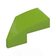 Brick Wedged, Curved 2 x 1 with Stud Notch Right, Lime