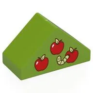 Duplo Brick 4 x 2 Double Slope 45° with Apples Print, Lime