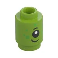 Brick Round 1 x 1 with Alien Face Print, Lime