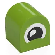 Duplo Brick 2 x 2 x 2 Curved Top with Squinting Eye Print, Lime