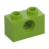 Technic Brick 1 x 2 [1 Pin Hole], Lime