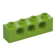 Technic Brick 1 x 4 [3 Pin Holes], Lime