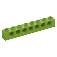 Technic Brick 1 x 8 [7 Pin Holes], Lime