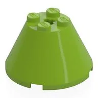 Cone 4 x 4 x 2, Axle Hole [Plain], Lime