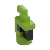 Animal Body Part, Bird, Chicken/Parrot Head Pixelated with Black Eyes and Beak Pattern, Lime