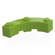 Brick Round Corner 4 x 4 Macaroni Wide with 3 Studs, Lime