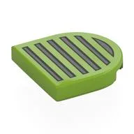 Tile Round 2 x 2 Half Circle with Dark Bluish Grey Grille Print, Lime