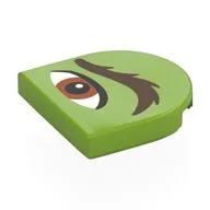 Tile Round 2 x 2 Half Circle with Reddish Brown Eye, Dark Brown Eyebrow Left Print, Lime