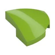 Brick Round Corner, Curved 2 x 2 x 2/3 Quarter Circle With 1 x 1 Bottom Cutout, Lime