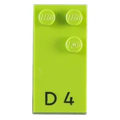 Braille Brick 2 x 4 with 3 Studs ⠙ 'D 4' Print, Lime