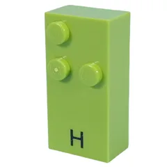 Braille Brick 2 x 4 with 3 Studs ⠓ and 'H' Print, Lime