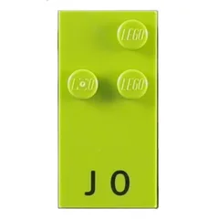 Braille Brick 2 x 4 with 3 Studs ⠚ and 'J 0' Print, Lime