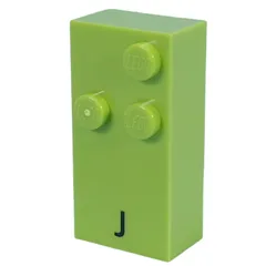 Braille Brick 2 x 4 with 3 Studs ⠚ and 'J' Print, Lime