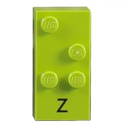 Braille Brick 2 x 4 with 4 Studs ⠵ and 'Z' Print, Lime