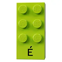 Braille Brick 2 x 4 with 6 Studs ⠿ and 'É' Print, Lime