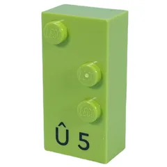 Braille Brick 2 x 4 with 3 Studs ⠱ and 'Û 5', Lime