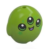 Pillow Plush Toy with Alien Face, 3 Eyes, Green Spots Print, Lime