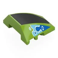 Brick Wedged, Curved 4 x 3 No Studs with Black Front, Blue/Medium Blue Water Shapes Print, Lime