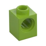 Technic Brick 1 x 1 with Pin Hole, Lime