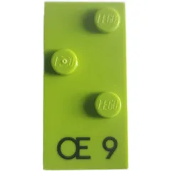 Braille Brick 2 x 4 with 3 Studs ⠪ and 'Œ 9' Print, Lime