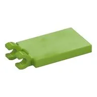 Tile Special 2 x 3 with 2 Clips without Tab between Clips, Lime