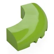 Brick Round Corner 5 x 5 x 1 Curved, Bottom Cut Outs, No Studs, 9 Bottom Tubes, Lime