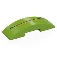Brick Curved 6 x 2 Double with No Studs with Black/Tan Mouth Print, Lime