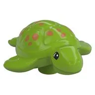 Duplo Animal Turtle, No Top Stud, Dark Orange Spots Print, Lime