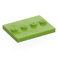 Plate Special 3 x 4 with 1 x 4 Center Studs [Plain], Lime